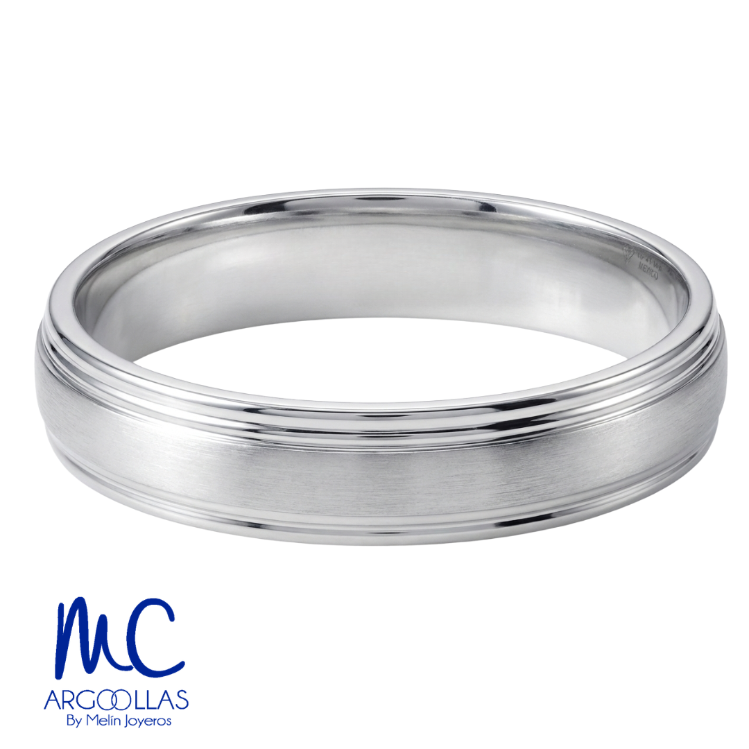 Argolla de matrimonio de oro blanco 10k y 14k · 4 mm · estilo recta · modelo F100024B