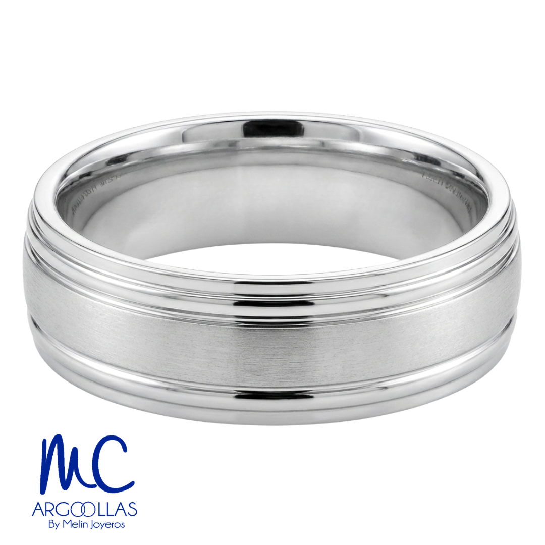 Argolla de matrimonio de oro blanco 10k y 14k · 6 mm · estilo recta · modelo F100026B