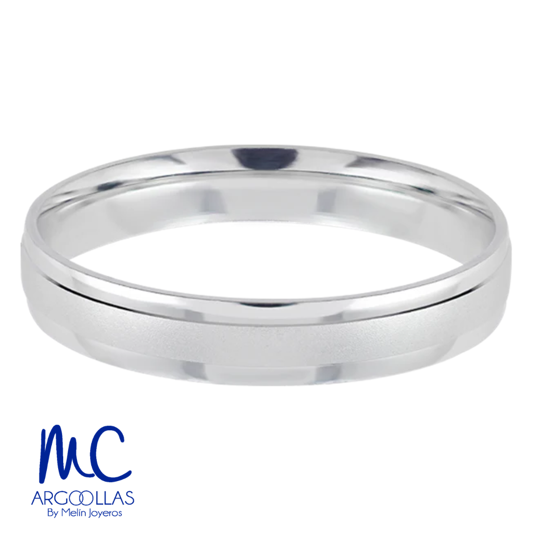Argolla de matrimonio de oro blanco 10k y 14k · 4 mm · estilo recta · modelo F102464B