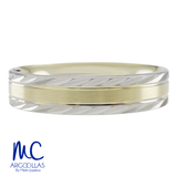 Argolla de matrimonio de oro combinado 10k y 14k · 5 mm · estilo recto · acabado lustre · modelo F201975