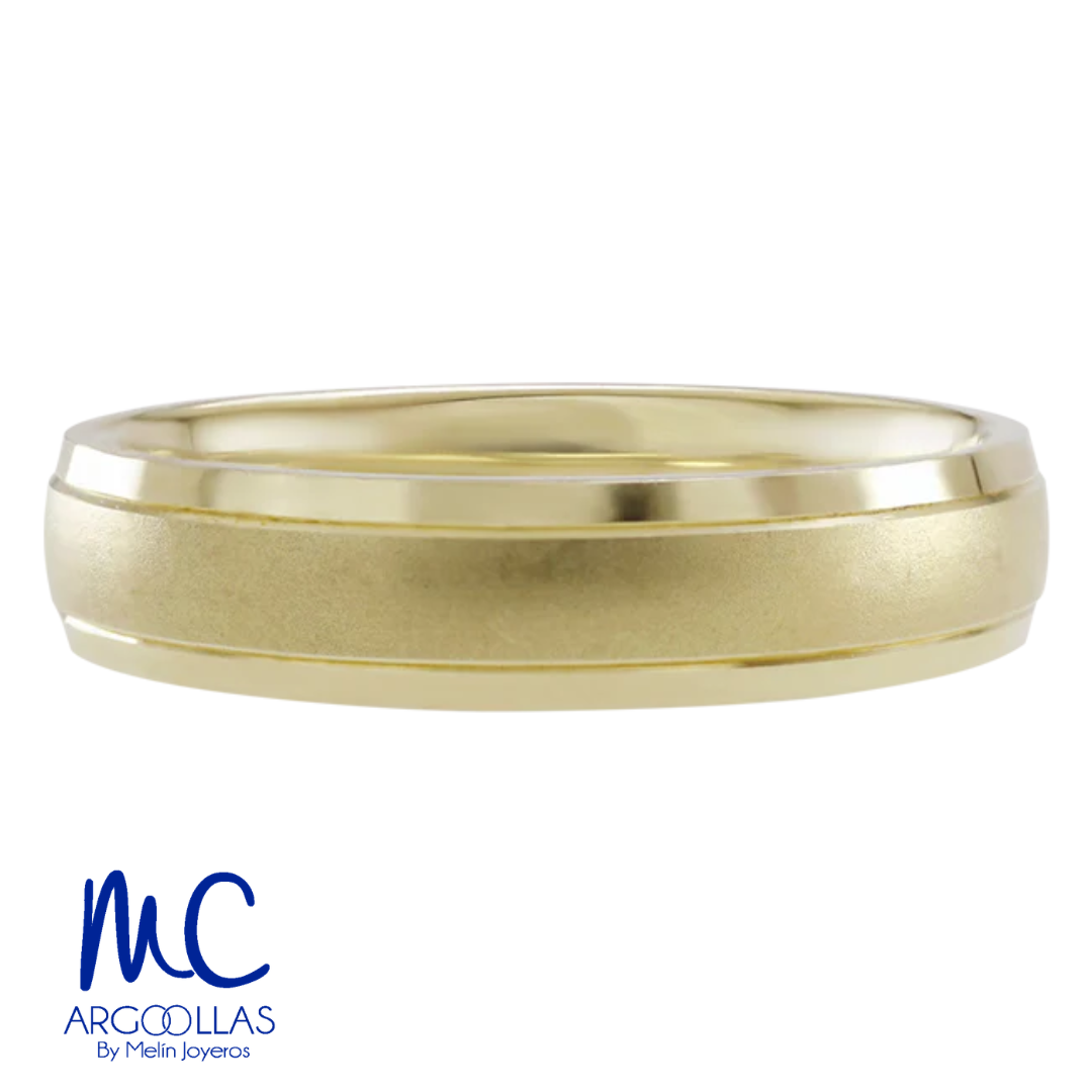 Argolla de matrimonio de oro amarillo 14k · 4 mm · estilo confort · acabado mate