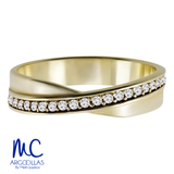 Argolla de matrimonio de oro amarillo 10k y 14k · 4 mm · estilo recto · acabado lustre con piedras · modelo F25984