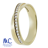 Argolla de matrimonio de oro amarillo 10k y 14k · 4 mm · estilo recto · acabado lustre con piedras · modelo F25984