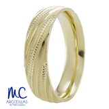 Argolla de matrimonio de oro amarillo 10k y 14k · 5 mm · estilo confort · acabado labrado · modelo F18455M