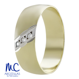 Argolla de matrimonio de oro amarillo 10k y 14k · 6 mm · estilo confort · acabado lustre con piedra