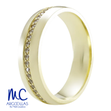 Argolla de matrimonio de oro amarillo 10k y 14k · 5 mm · estilo confort · acabado lustre con piedras · modelo F26325