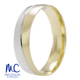 Argolla de matrimonio de oro combinado 10k y 14k · 6 mm · estilo confort · acabado lustre