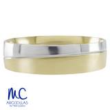 Argolla de matrimonio de oro combinado 10k y 14k · 6 mm · estilo confort · acabado lustre