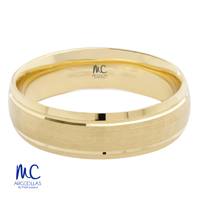 Argolla de matrimonio de oro amarillo 10k y 14k · 6 mm · estilo confort · acabado mate · modelo CF06561