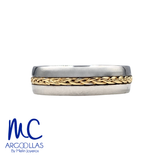 Argolla de matrimonio de oro amarillo 10k y 14k · 6 mm · estilo confort · acabado tejido a mano