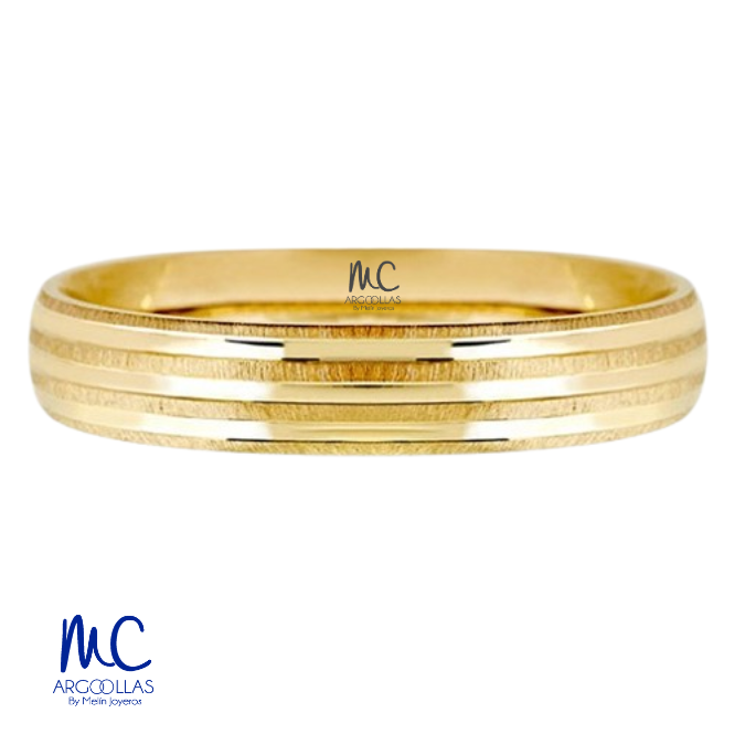 Argolla de matrimonio de oro amarillo 10k · 4 mm · estilo confort · acabado mate · modelo G4