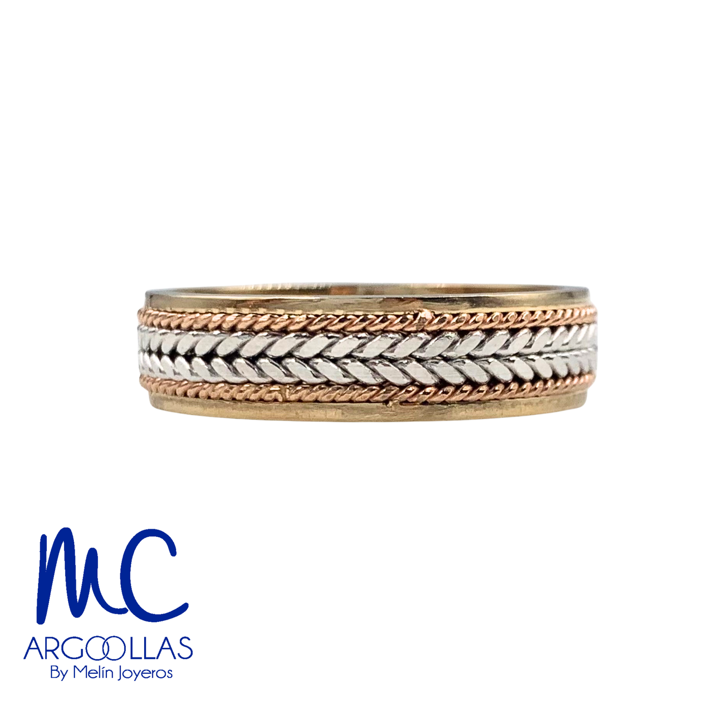 Argolla de matrimonio de oro amarillo 10k y 14k · 6 mm · estilo recto · acabado tejido a mano