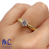 Anillo de compromiso de diamante de laboratorio 0.70 ct · corte redondo brillante · color D · claridad VVS1 · oro amarillo 14k