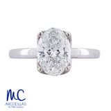 Anillo de compromiso de diamante de laboratorio 1.32 ct · corte oval brilliant · color E · claridad VVS1 · oro blanco 14k