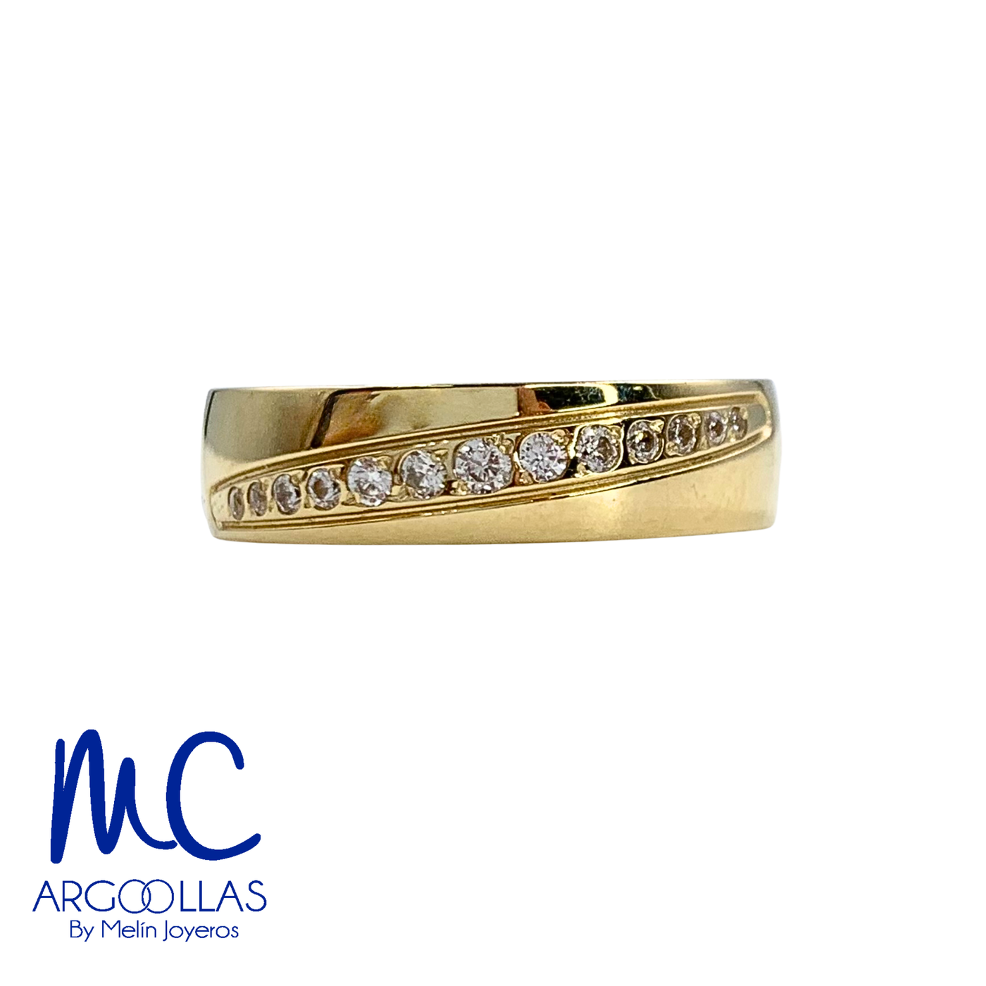 Argolla de matrimonio de oro amarillo 10k y 14k · 5 mm · estilo confort · con zirconia