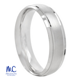 Argolla de matrimonio de oro blanco 10k y 14k · 6 mm · estilo confort · acabado mate