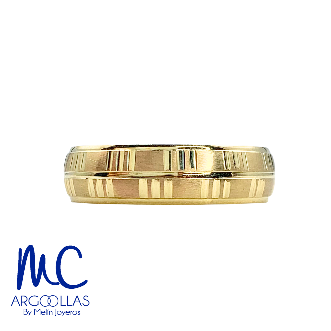 Argolla de matrimonio o de oro amarillo 10k y 14k · 6 mm · estilo confort · acabado estampado