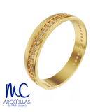 Argolla de matrimonio de oro amarillo 10k y 14k · 4 mm · estilo recta · con zirconia · modelo F1053