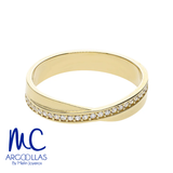 Argolla de matrimonio de oro amarillo 10k y 14k · 1.5 mm · estilo recta · con zirconia