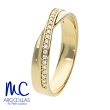 Argolla de matrimonio de oro amarillo 10k y 14k · 1.5 mm · estilo recta · con zirconia