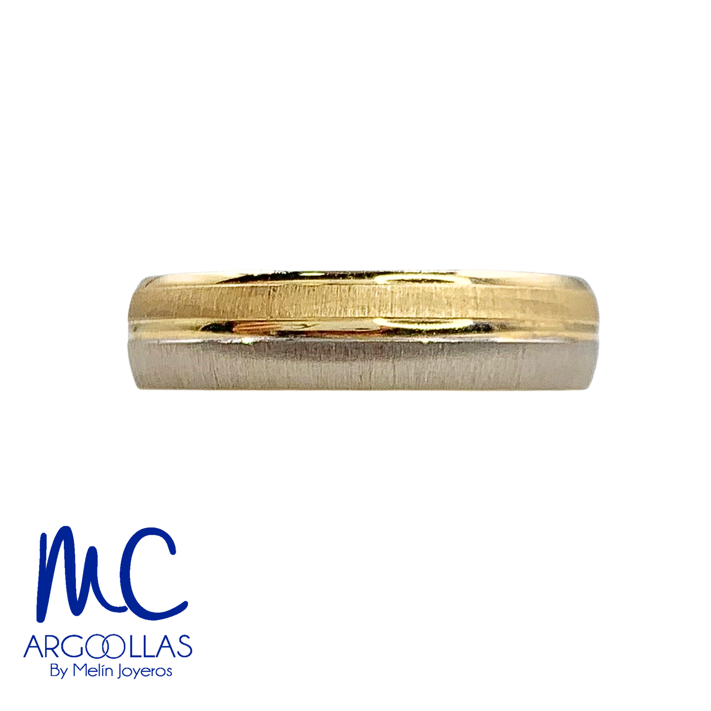 Argolla de matrimonio de oro combinado 14k · 5 mm · estilo confort · acabado texturizado