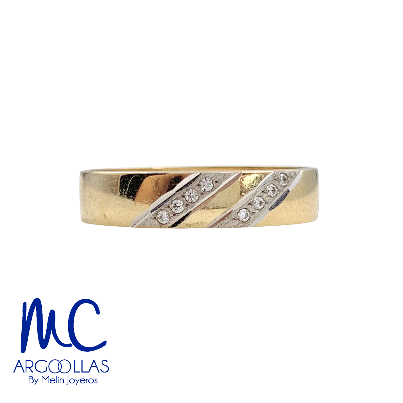 Argolla de matrimonio de oro combinado 10k · 4 mm · estilo confort · con zirconia