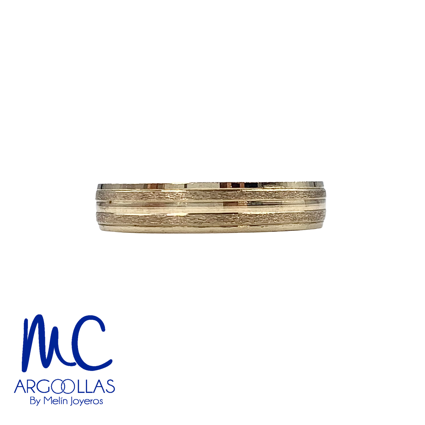 Argolla de matrimonio de oro amarillo 10k y 14k · 4 mm · estilo recto · acabado labrado · modelo MA58