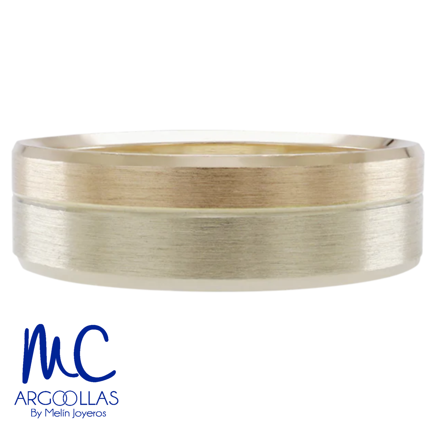 Argolla de matrimonio de oro combinado 10k y 14k · 2 mm · estilo recta