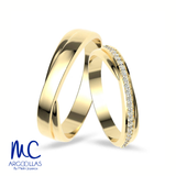 Set de argollas de matrimonio de oro amarillo 10k y 14k · con zirconia · modelo ARG-018 ARG-017