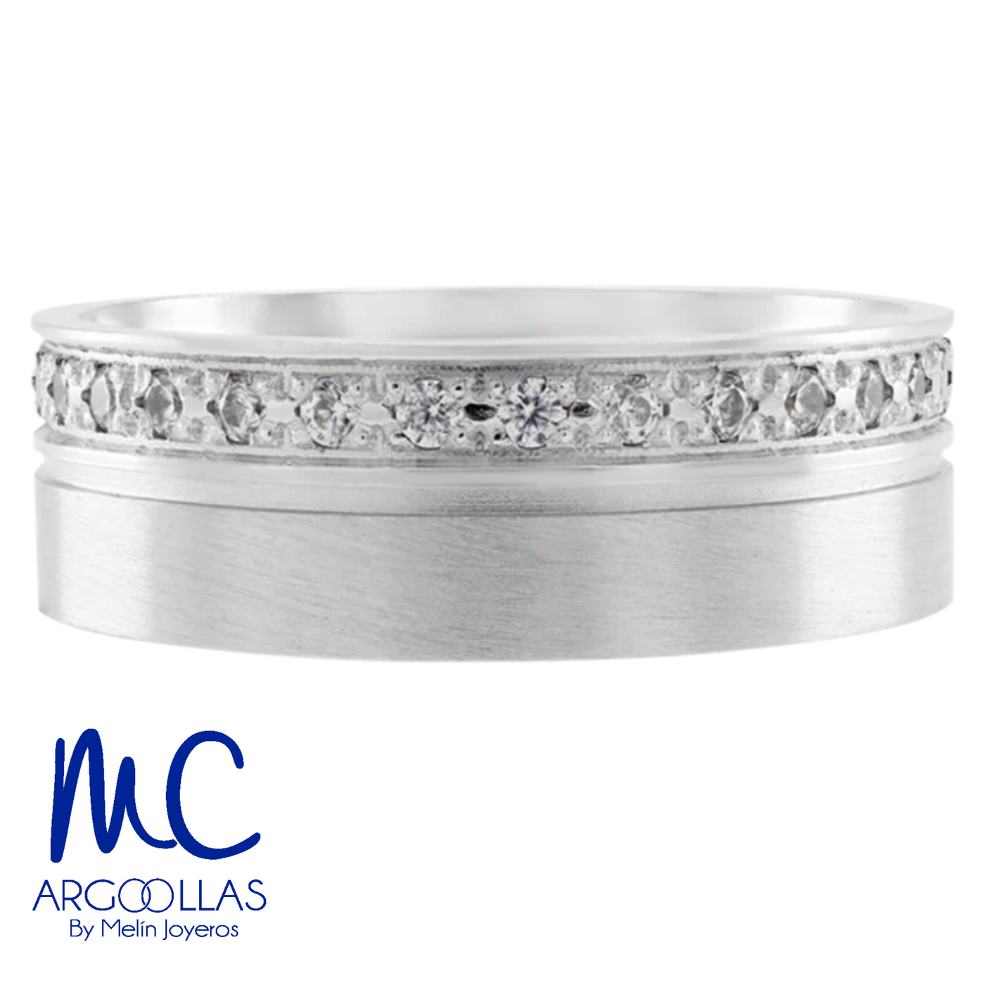Argolla de matrimonio de oro blanco 10k y 14k · 6 mm · estilo recta