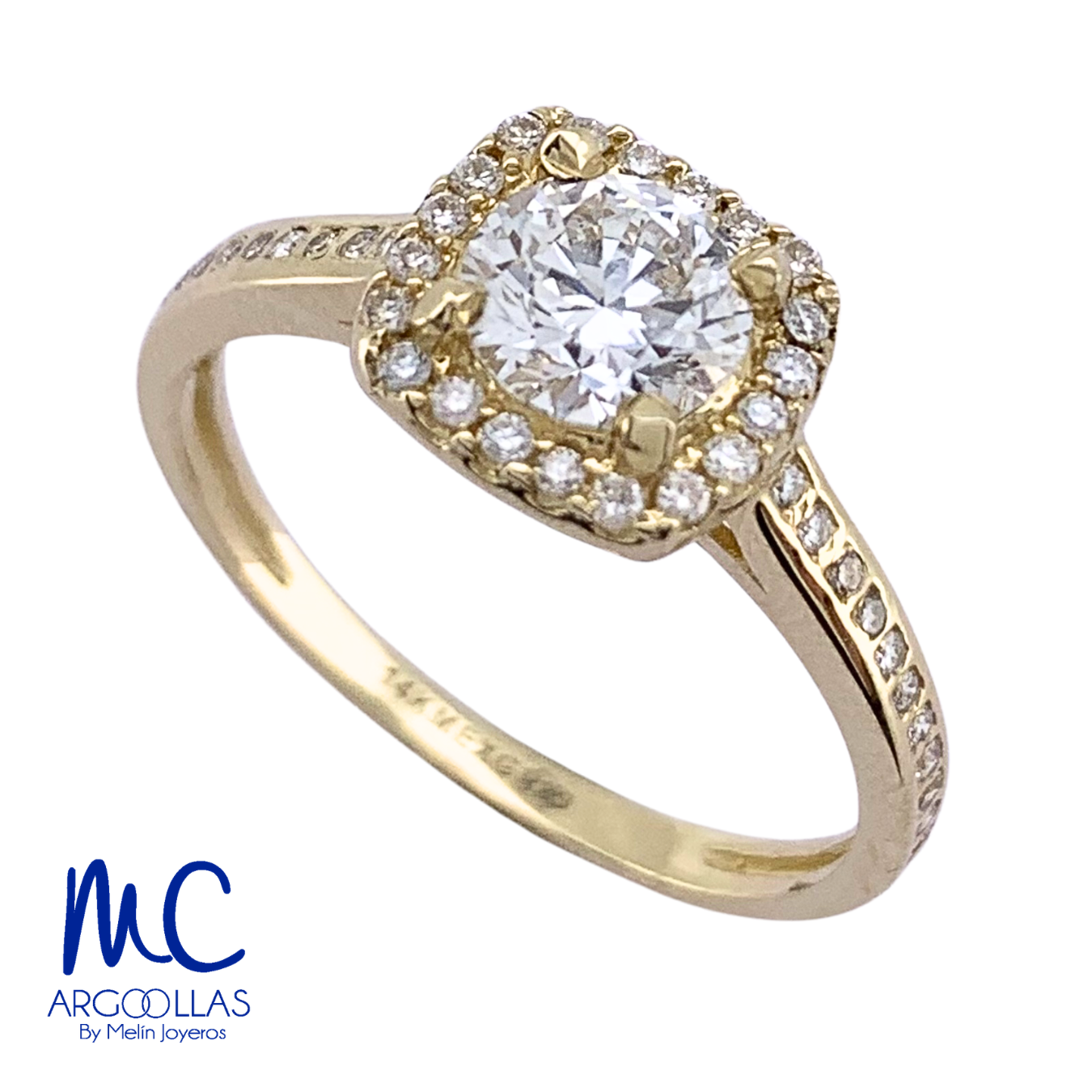 Anillo de compromiso de diamante de laboratorio 0.66 ct · corte redondo brillante · color E · claridad VVS2 · oro amarillo 14k
