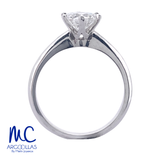 Anillo de compromiso de diamante de laboratorio 1.01 ct · corte round brillant · color D · claridad VVS1 · oro blanco 14k