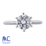 Anillo de compromiso de diamante de laboratorio 1.01 ct · corte round brillant · color D · claridad VVS1 · oro blanco 14k