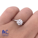 Anillo de compromiso de diamante de laboratorio 1.01 ct · corte round brillant · color D · claridad VVS1 · oro blanco 14k