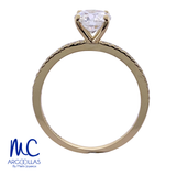 Anillo de compromiso de diamante de laboratorio 1.00 ct · corte redondo brillante · color E · claridad VVS2 · oro amarillo 14k