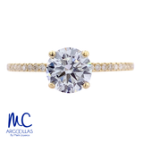 Anillo de compromiso de diamante de laboratorio 1.00 ct · corte redondo brillante · color E · claridad VVS2 · oro amarillo 14k