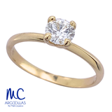 Anillo de compromiso de diamante de laboratorio 0.56 ct · corte redondo brillante · color D · claridad VVS1 · oro amarillo 14k · modelo 670413444