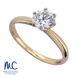 Anillo de compromiso de diamante de laboratorio 1.04 ct · corte redondo · color D · claridad VVS1 · oro amarillo 14k