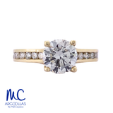 Anillo de compromiso de diamante de laboratorio 1.03 ct · corte redondo · color F · claridad VVS2 · oro amarillo 14k