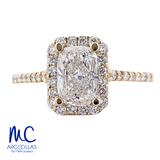 Anillo de compromiso de diamante de laboratorio 1.03 ct · corte redondo · color E · claridad VVS2 · oro amarillo 14k