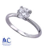 Anillo de compromiso de diamante de laboratorio 1.08 ct · corte redondo brillante · color D · claridad VVS1 · oro blanco 14k · modelo 687529562