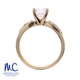 Anillo de compromiso de diamante de laboratorio 1.10 ct · corte redondo · color E · claridad VVS2 · oro amarillo 14k