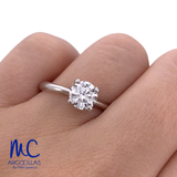 Anillo de compromiso de diamante de laboratorio 1.08 ct · corte redondo brillante · color D · claridad VVS1 · oro blanco 14k · modelo 687529562