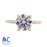 Anillo de compromiso de diamante de laboratorio 1.10 ct · corte redondo · color E · claridad VVS2 · oro amarillo 14k