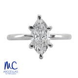 Anillo de compromiso de diamante de laboratorio 1.0 ct · corte marquesa · color E · claridad VVS2 · oro blanco 14k