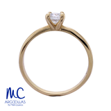 Anillo de compromiso de diamante de laboratorio 0.58 ct · corte redondo brillante · color E · claridad VVS2 · oro amarillo 14k · modelo 626479429