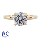 Anillo de compromiso de diamante de laboratorio 1.26 ct · corte redondo brillante · color E · claridad VVS2 · oro amarillo 14k