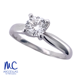 Anillo de compromiso de diamante de laboratorio 0.71 ct · corte redondo brillante · color E · claridad VS1 · oro blanco 14k