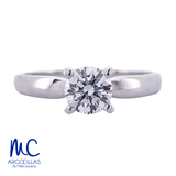 Anillo de compromiso de diamante de laboratorio 0.71 ct · corte redondo brillante · color E · claridad VS1 · oro blanco 14k