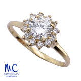 Anillo de compromiso de diamante de laboratorio 0.54 ct · corte redondo brillante · color D · claridad VVS1 · oro amarillo 14k · modelo 680519082
